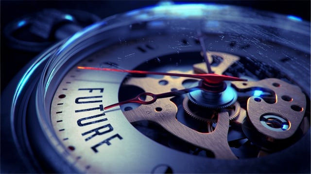 Future on Pocket Watch Face with Close View of Watch Mechanism. Time Concept. Vintage Effect..jpeg
